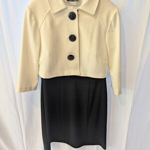 Sheri Martin White and Black Color-Block Blazer